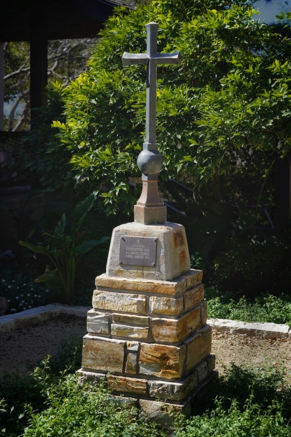 Cross and plaque commemoration at Carmel City Hall